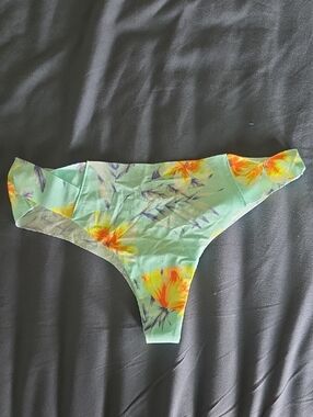 Pink Vicotria Secrer Mint Green Floral Thong Panty - Yellow & Orange Flowers NWT